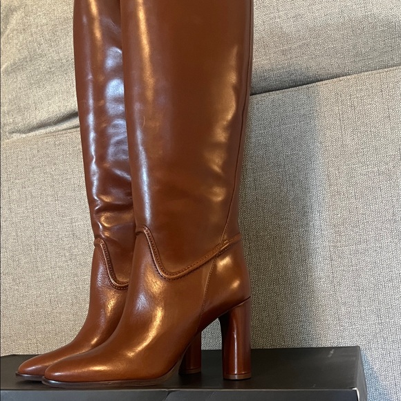 Vince Camuto Elegant Brown Leather Knee-High Boots - Picture 1 of 7
